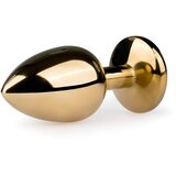EasyToys Metal No.1 - analni dildo s konusom od bijelog kamena - zlatni (2,5 cm) | shoptok.hr