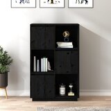 The Living Store Visoka omara črna 74x35x117 cm trdna borovina - Visoka Omarica, (21435106) Cene