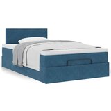 vidaXL Otomanski posteljni okvir z vzmetnico moder 120x190 cm žamet | Shoptok.si