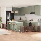 vidaXL Ograda za pse z vrati zložljiva 9 panelov rjava 450 cm les | Shoptok.si