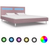  Posteljni okvir z LED osvetlitvijo roza blago 180x200 cm Cene