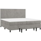  Krevet s oprugama i madracem svjetlosivi 200x200 cm baršunasti | shoptok.hr