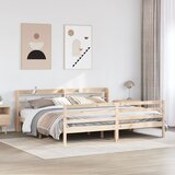 Maison Chic Posteljni okvir - Dvoposteljna postelja - Zakonska postelja z vzglavjem 200x200 cm trdna borovina, (21692405) | Shoptok.si