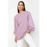 Trendyol Purple Sleeve Poplin Detailed Knitted Sweatshirt