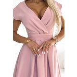 Numoco Flared dress with a clutch neckline and a belt | ePonuda.com