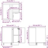 vidaXL Kuhinjska omarica dim. hrast 75,5x75,5x80,5 cm inženirski les | Shoptok.si