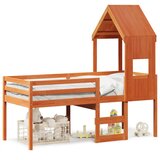  The Living Store Visoka postelja s streho voščeno rjava 75x190 cm trdna borovina - Visoka Postelja, (21497392) | Shoptok.si