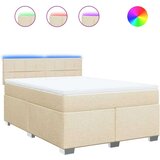 vidaXL Krevet s oprugama i madracem krem 140x200 cm od tkanine | shoptok.hr
