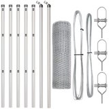 vidaXL Heksagonalna ograja 0,4x10 m Pocinkano jeklo, Ograjni stebri 7 kos Ø32 mm 80 cm Pocinkano jeklo | Shoptok.si