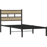 vidaXL Kovinski posteljni okvir brez vzmetnice sonoma hrast 100x190 cm | Shoptok.si