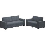  Dvodijelni set sofa s jastucima, tamno sivi baršun | shoptok.hr