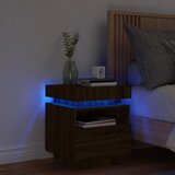 vidaXL Noćni ormarić s LED svjetlima boja smeđeg hrasta 40x39x48 5 cm Cijene