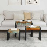  3-dijelni set uklapajućih stolića od masivnog obnovljenog drva | shoptok.hr