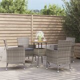  5-dijelni vrtni bistro set od poliratana s jastucima sivi Siva | Shoptok.si