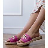 D/CEO Pink woven espadrille flip-flops with walrus shells | Shoptok.si