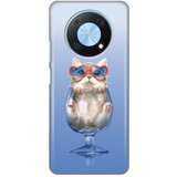 Silikonska maska za Huawei Y90 Fuy Cat Print plava