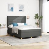 Box Spring Postelja z Blazino Temno Siva 160x200 cm Tkanina, (22051245) | Shoptok.si
