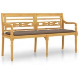  Klupa Batavia sa smeđesivim jastukom 150 cm od masivne tikovine | shoptok.hr