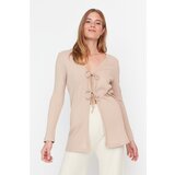 Trendyol Beige Front Tied Camisole Knitted Cardigan Cene