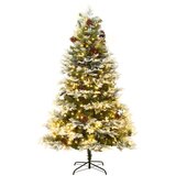 Božićno drvce s LED svjetlima i češerima zeleno 225 cm PVC i PE | shoptok.hr
