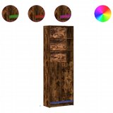 Maison Chic Visoka omara - Komoda - Predalnik LED dimljeni hrast 69x32,5x200 cm inženirski les, (21721681) Cene