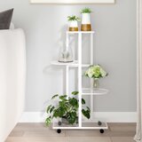 Maison Chic 4-nadstropno Stojalo za rože - Stojalo za cvetje s kolesi 44x23x80 cm belo železo, (21788909) | Shoptok.si