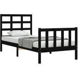 vidaXL Posteljni okvir z vzglavjem crn 2FT6 trden les | Shoptok.si