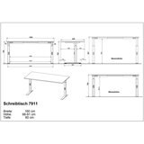 Germania Pisalna miza z nastavljivo višino z mizno ploščo v hrastovem dekorju 80x160 cm Downey – | Shoptok.si