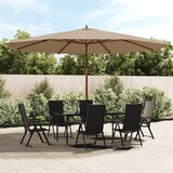 vidaXL Vrtni suncobran s drvenim stupom smeđesivi 400 x 273 cm Cijene