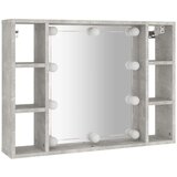  Kupaonski ormarić s ogledalom LED boja betona 76 x 15 x 55 cm | shoptok.hr