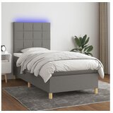  Box spring postelja z vzmetnico LED temno siva 90x200 cm blago | Shoptok.si