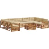  Set vanjskih sofa 10 pcs Prirodna i bež Čvrsto drvo akacije | shoptok.hr
