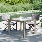 Vrtni stol 90 x 90 x 75 cm od kaljenog stakla i poliratana sivi | shoptok.hr