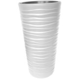 Okrogli stebrasti cvetlični lonec (Zunanje dimenzije (Ø x V): 30 x 52 cm, Plastika, Bela) | Shoptok.si