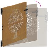  Vrtna vrata 85 x 100 cm od čelika COR-TEN s uzorkom stabla | shoptok.hr