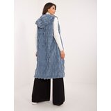 Fashion Hunters Blue long fur vest with zipper