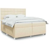  Krevet s oprugama i madracem krem 200 x 200 cm od tkanine | shoptok.hr
