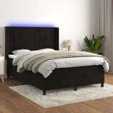 vidaXL Krevet box spring s madracem LED crni 140x190 cm baršun | shoptok.hr