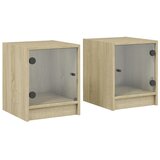  Noćni ormarići staklena vrata 2 kom boja hrasta 35 x 37 x 42 cm Smeđa | shoptok.hr