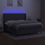  Box spring postelja z vzmetnico LED temno siva 160x200 cm blago, (20936935) | Shoptok.si