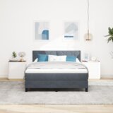 vidaXL Postelja s vzmetnico in LED temno siva 160x200 cm žamet Cene