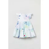 OVS Pamučna haljina za bebe boja: bijela, mini, širi se prema dolje