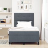 Box Spring Krevet s Madracem Tamno Siva Mala Dvostruka Baršun | shoptok.hr