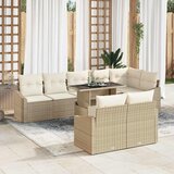  Sjedeća garnitura za vrt s jastukom Podesiva 9 pcs Bež i krema | shoptok.hr