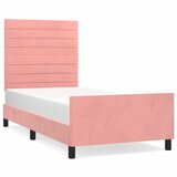  The Living Store Posteljni okvir z vzglavjem roza 90x200 cm žamet - Posteljni Okvir Z Vzglavjem, (21453929) | Shoptok.si
