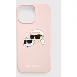 Karl Lagerfeld Etui za telefon iPhone 15 Pro Max 6.7 roza barva, KLHMP15XSKCHPPLP