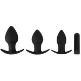 Black Velvets Black Velvet - Komplet analnih vibratorjev z možnostjo polnjenja - 3 deli (črni) | Shoptok.si