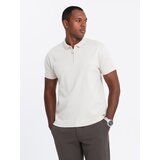 Ombre Men's melange polo shirt with striped collar - black Cijene