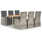  7-dijelni vrtni blagovaonski set sivi od poliratana Siva Dužina stola 190 cm | shoptok.hr