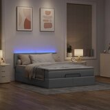vidaXL Otomanski krevet s madracem&LED svijetlosivi 140x190 cm tkanine Cijene